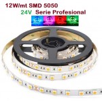 Tira LED Flexible 24V 12W/mt 60 Led/mt SMD 5050 IP20 Colores Serie Profesional, Venta por metros Tira LED Flexible 24V 12W/mt 60 Led/mt SMD 5050 IP20 Colores Serie Profesional, Venta por metros
